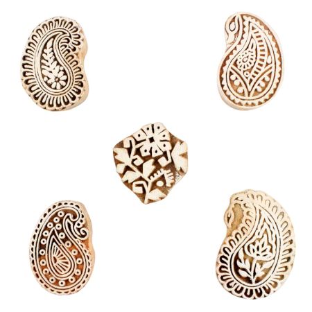 Set of 5 Piece New Mix Wooden Printing Blocks